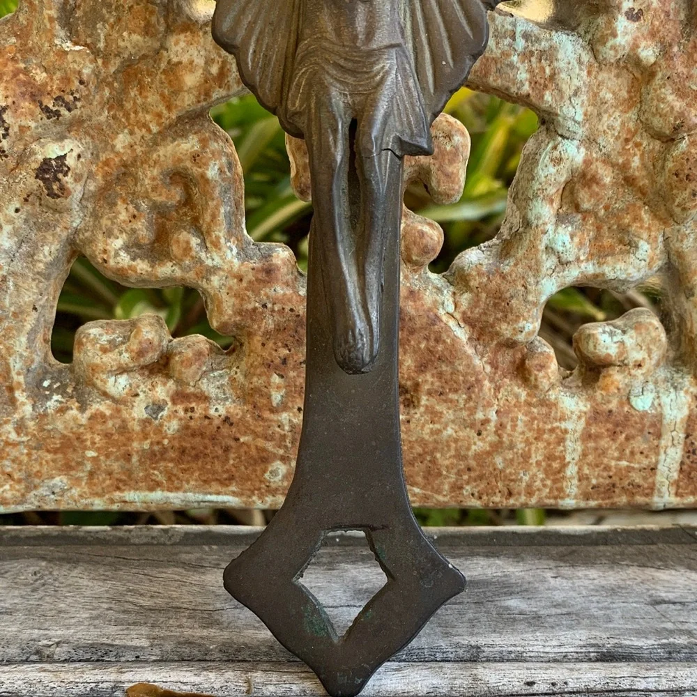 Antique Brass Crucifix Wall Decor - Picture 5 of 10